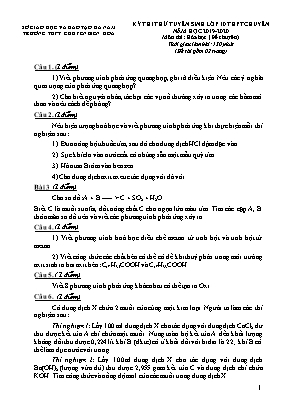 Đề thi tuyển sinh Lớp 10 THPT Chuyên - Môn thiHóa học (Chuyên) - Năm học 2019-2020 - Trường THPT Chuyên Biên Hòa